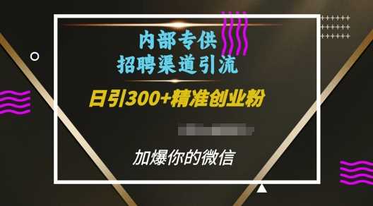 内部招聘渠道日引流300+创业粉，加爆你的微信【揭秘】-大米资源网