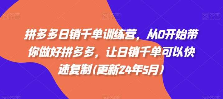 拼多多日销千单训练营，从0开始带你做好拼多多，让日销千单可以快速复制(更新24年12月)-大米资源网