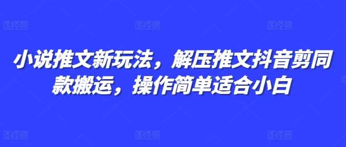 小说推文新玩法，解压推文抖音剪同款搬运，操作简单适合小白-大米资源网