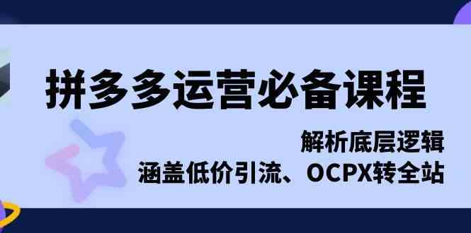 拼多多运营必备课程，解析底层逻辑，涵盖低价引流、OCPX转全站-大米资源网