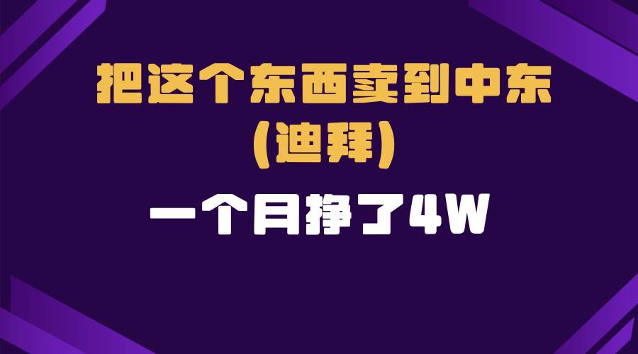 （13740期）跨境电商一个人在家把货卖到迪拜，暴力项目拆解-大米资源网