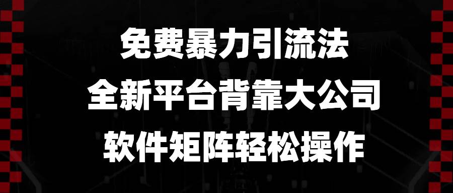 （13745期）免费暴力引流法，全新平台，背靠大公司，软件矩阵轻松操作-大米资源网