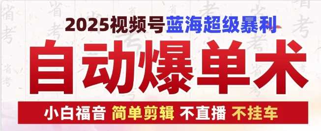 2025视频号蓝海超级暴利自动爆单术1.0 ，小白褔音 简单剪辑 不直播 不挂车-大米资源网