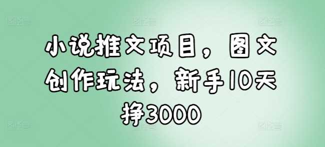 小说推文项目，图文创作玩法，新手10天挣3000-大米资源网